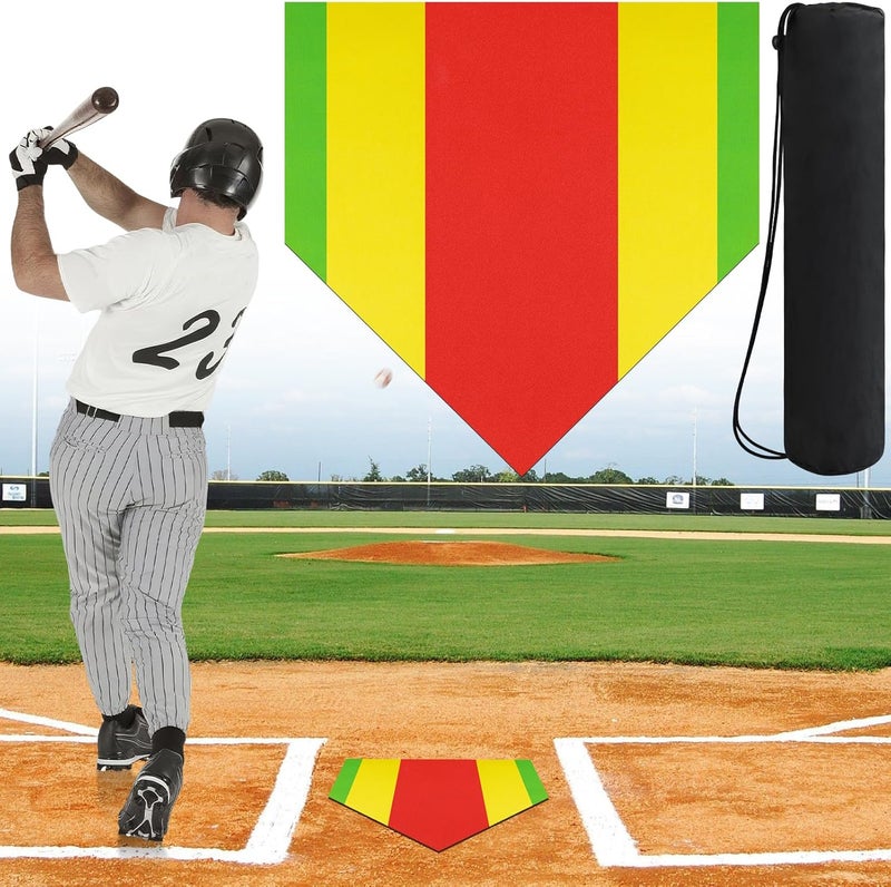 TRINKA Baseball & Softball Home Plate, 17 Inch Colored Portable Baseball Zone Training Home Plate with Carry Bag, Lightweight Non-Slip Rubber Mat Softball Bases Tool for Pitching and Hitting Practice - Image 1